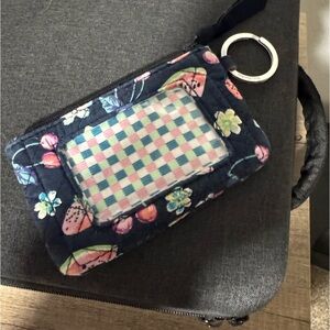 Vera Bradley Vineyard Floral Top Zip ID Case Coin Pouch